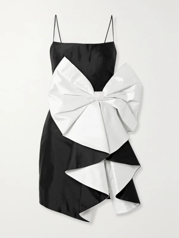 Rasario Bow-embellished Draped Silk-shantung Mini Dress
