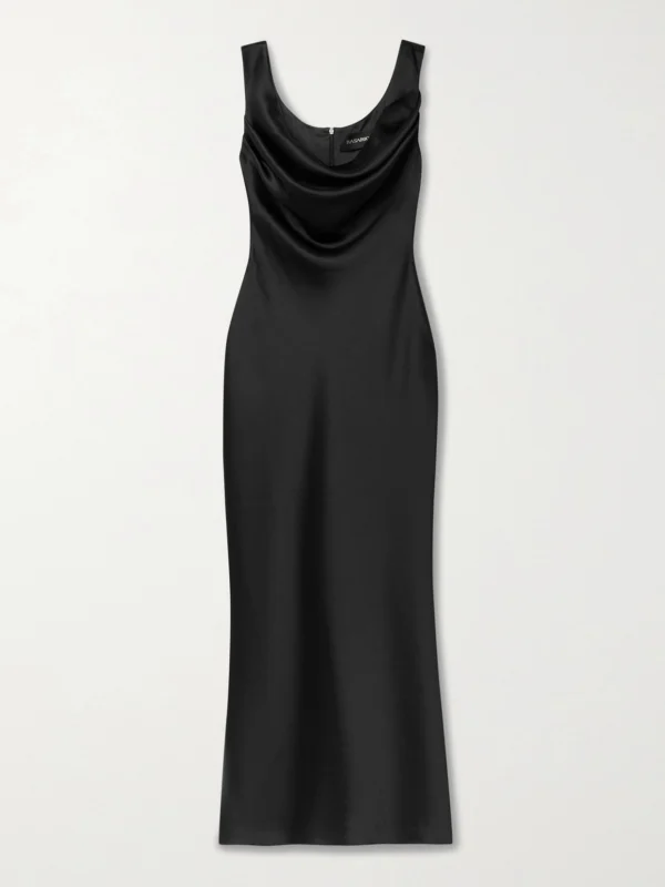 Rasario Draped Satin Midi Dress