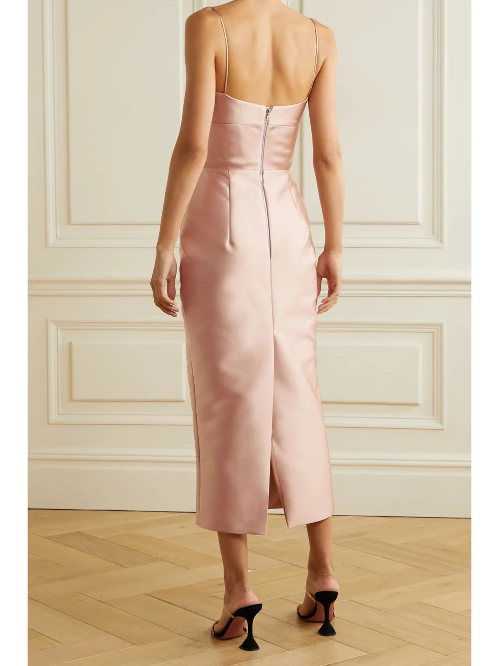 Back view of the Rasario Duchesse-satin Midi Dress