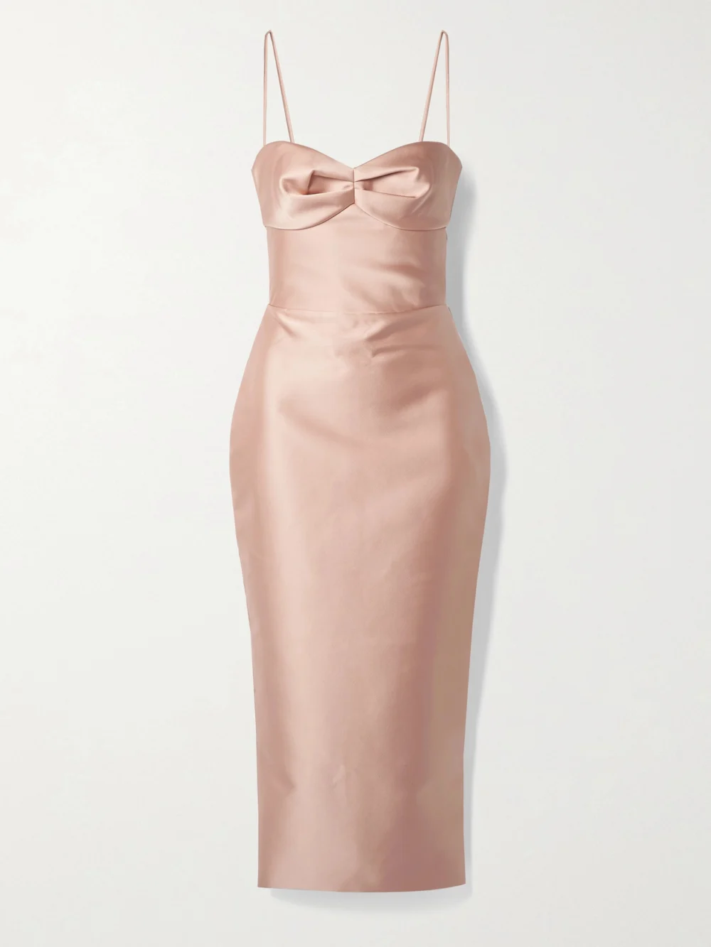 Rasario Duchesse-satin Midi Dress in blush