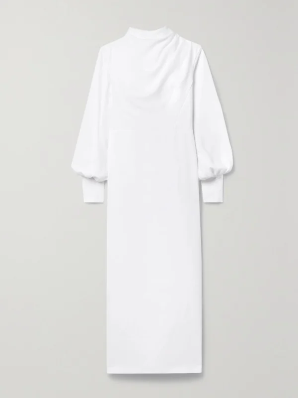 Rasario Gathered Stretch-crepe Midi Dress