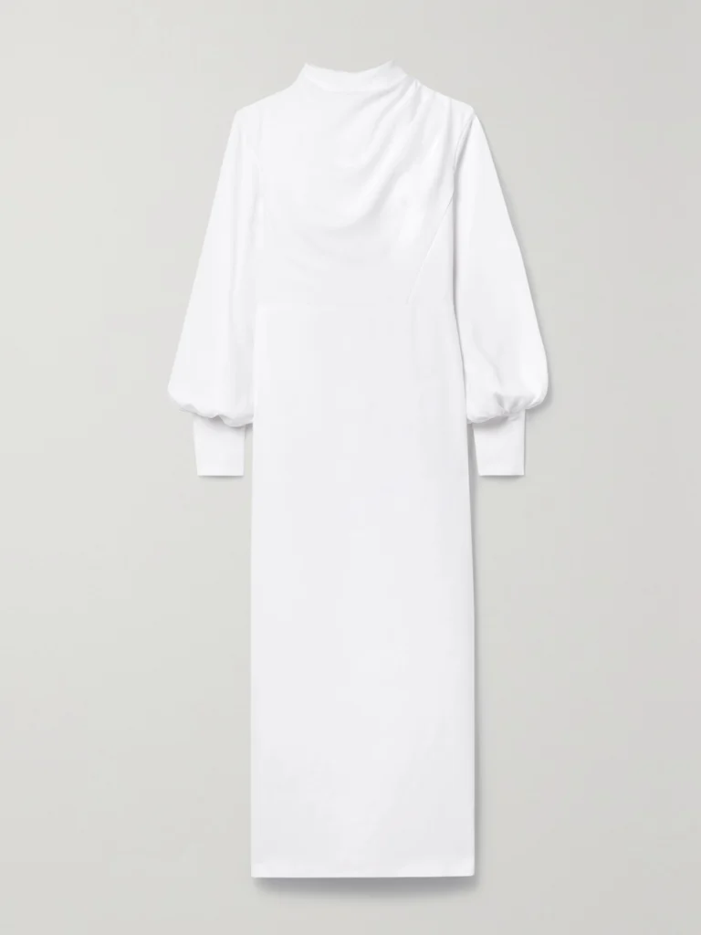 Rasario Gathered Stretch-crepe Midi Dress