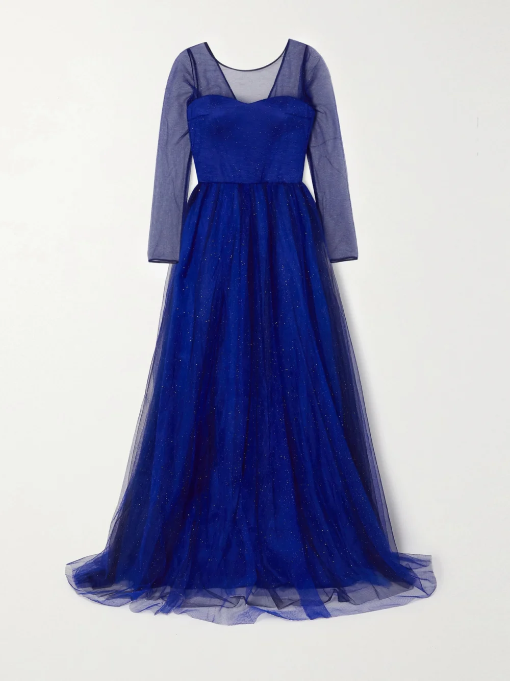 Rasario Glittered Tulle Gown in blue