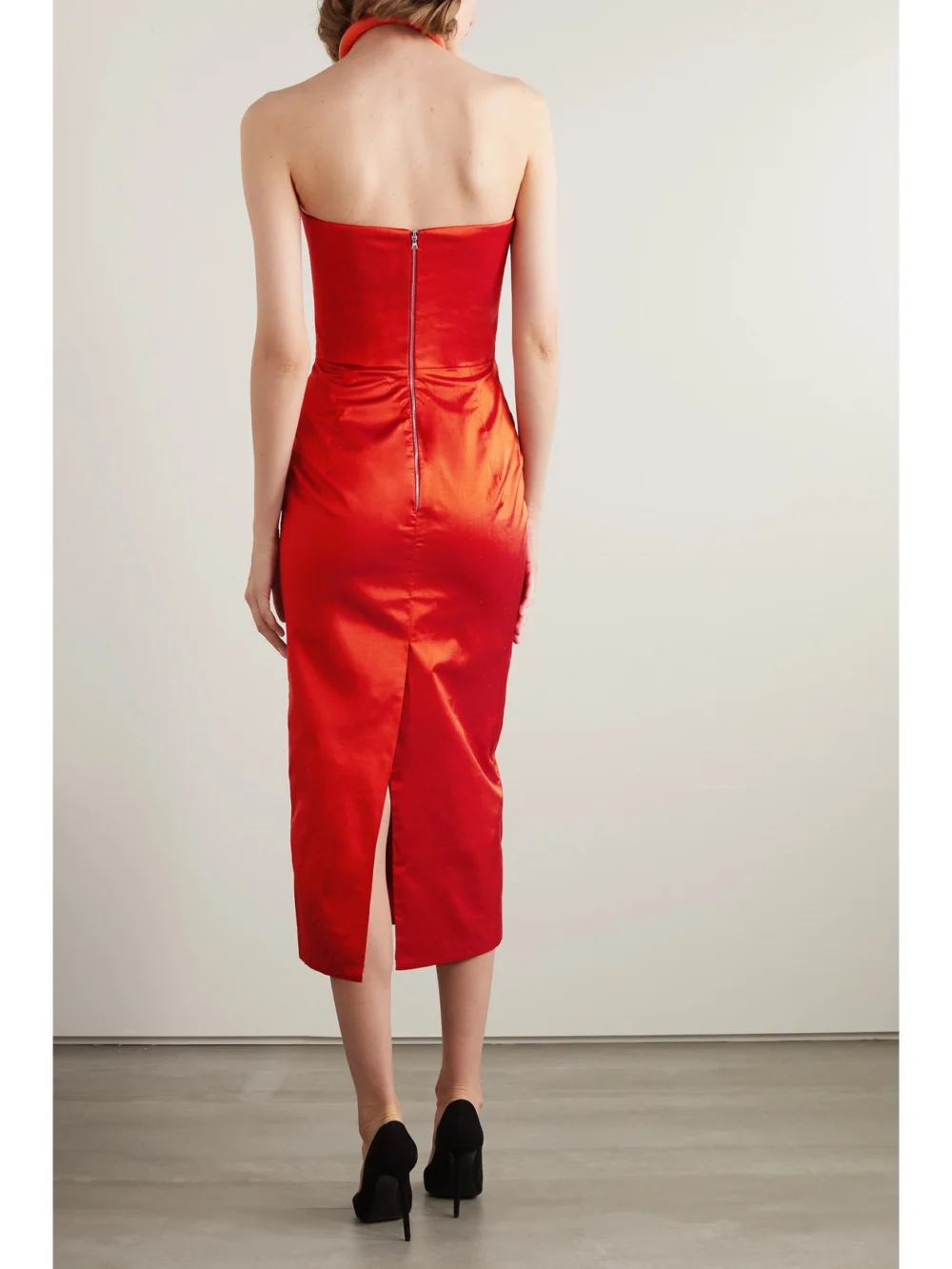 Back view of the Rasario Lady Strapless Silk-dupioni Midi Dress