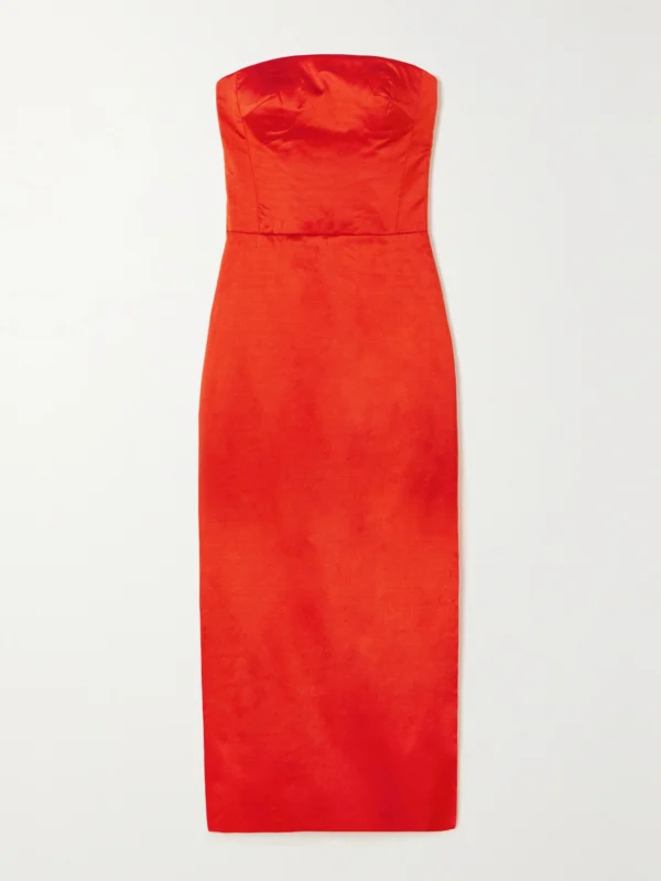 Rasario Lady Strapless Silk-dupioni Midi Dress