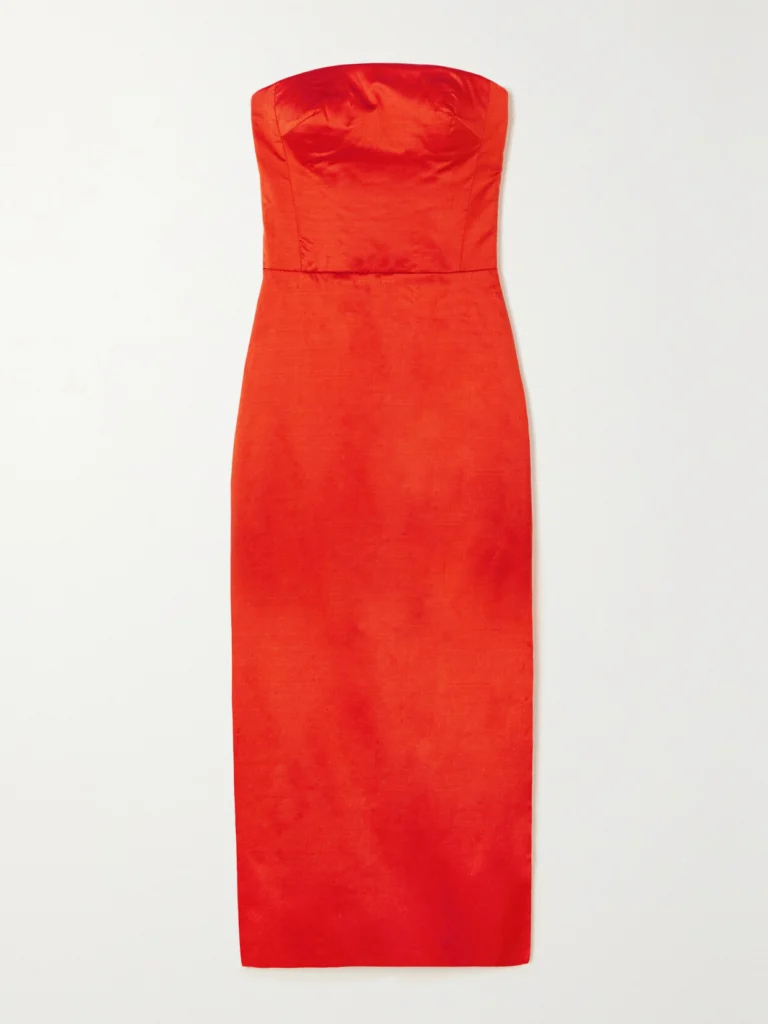 Rasario Lady Strapless Silk-dupioni Midi Dress