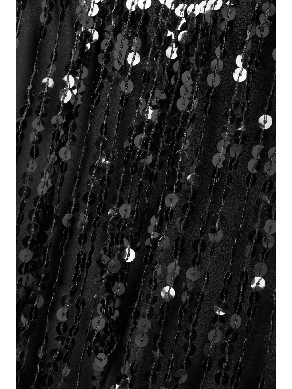 Close-up detail of the Rasario Off-the-shoulder Sequin-embellished Crepe Mini Dress