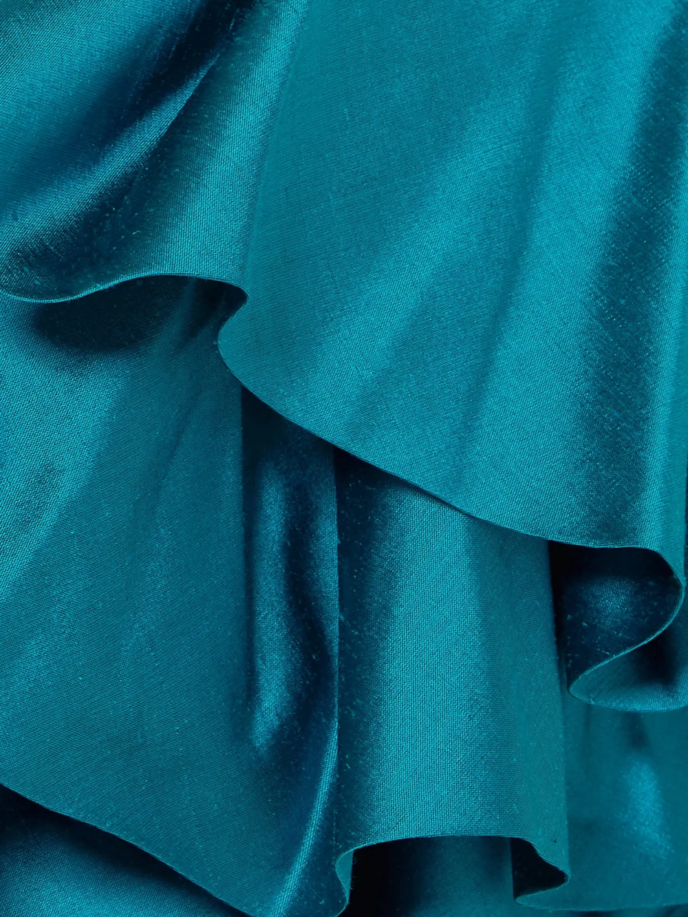 Close-up detail of the Rasario One-shoulder Ruffled Shantung and Crepe Mini Dress