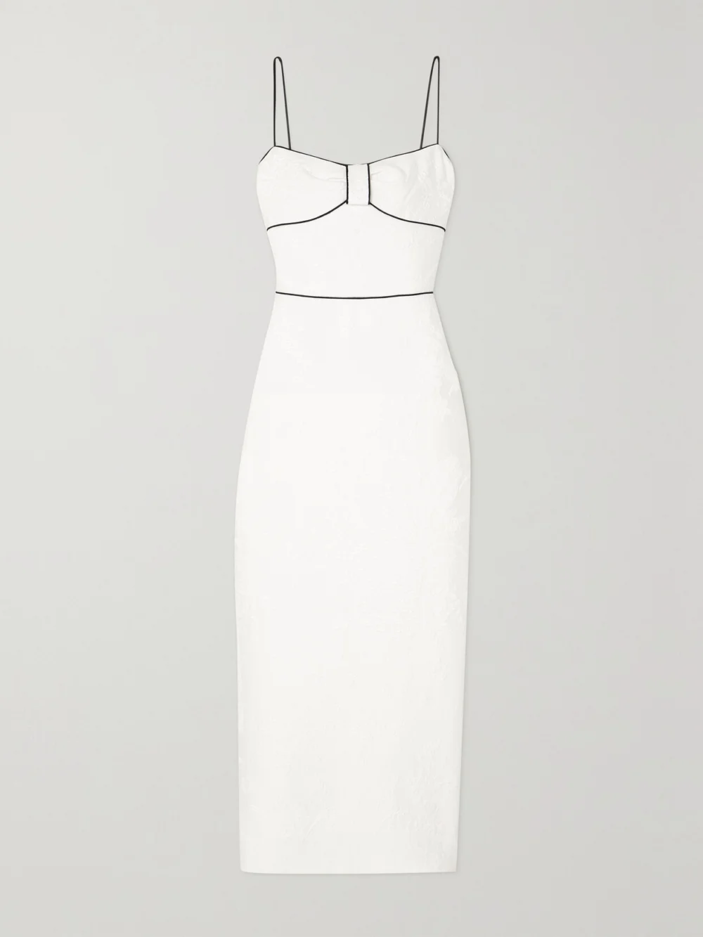 Rasario Piped Metallic Floral-jacquard Maxi Dress in white