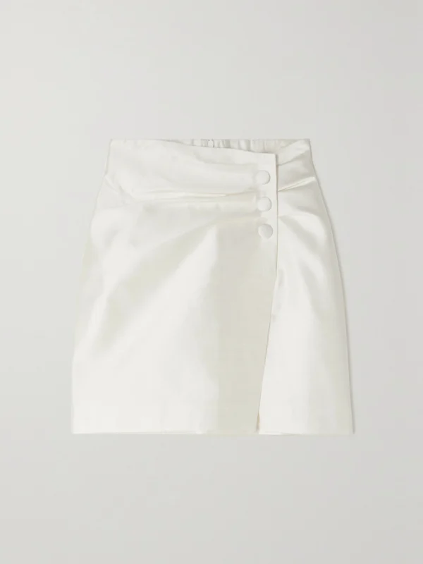 Rasario Ruched Button-embellished Silk Mini Skirt