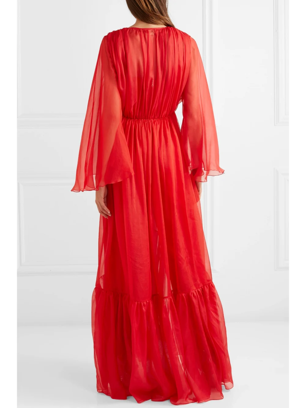 Back view of the Rasario Ruffled Silk-chiffon Jacket