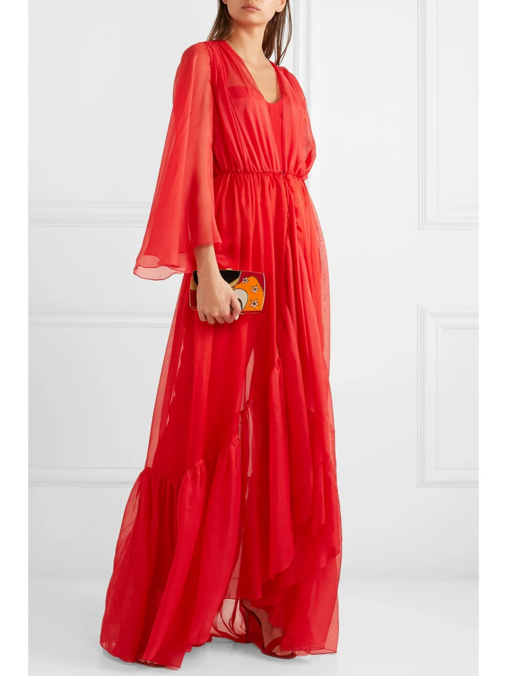 Rasario Ruffled Silk-chiffon Jacket, worn by a model