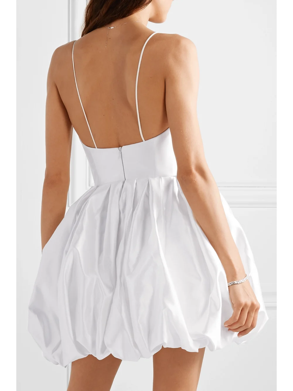 Back view of the Rasario Silk-satin Mini Dress