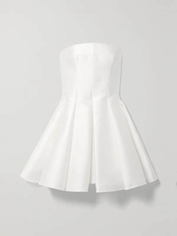 Rasario Strapless Pleated Satin Mini Dress