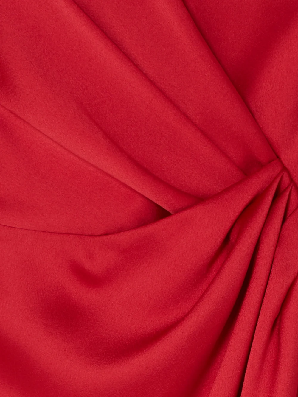 Close-up detail of the Rasario Wrap-effect Draped Satin Gown