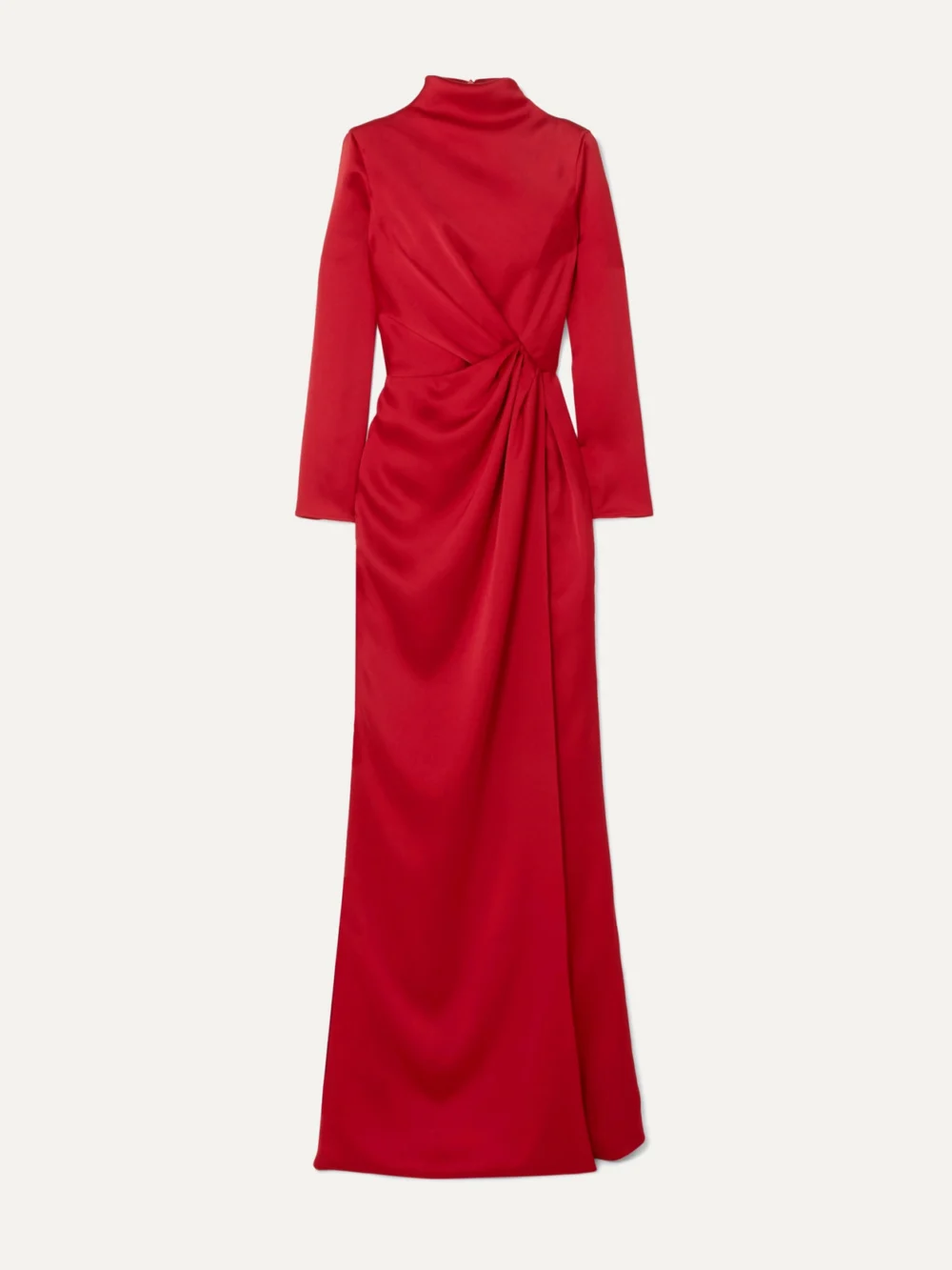 Rasario Wrap-effect Draped Satin Gown in red