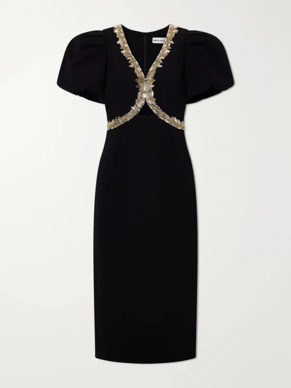 Rebecca Vallance Alexandrite Embellished Cady Midi Dress