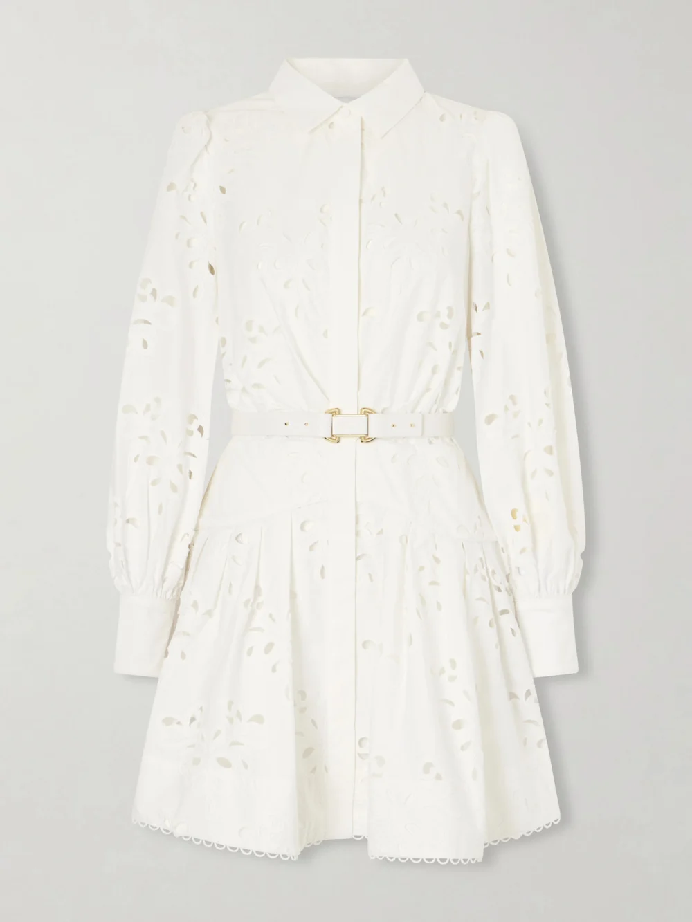Rebecca Vallance Artesan Beltedbroderie Anglaise Poplin Mini Dress in white