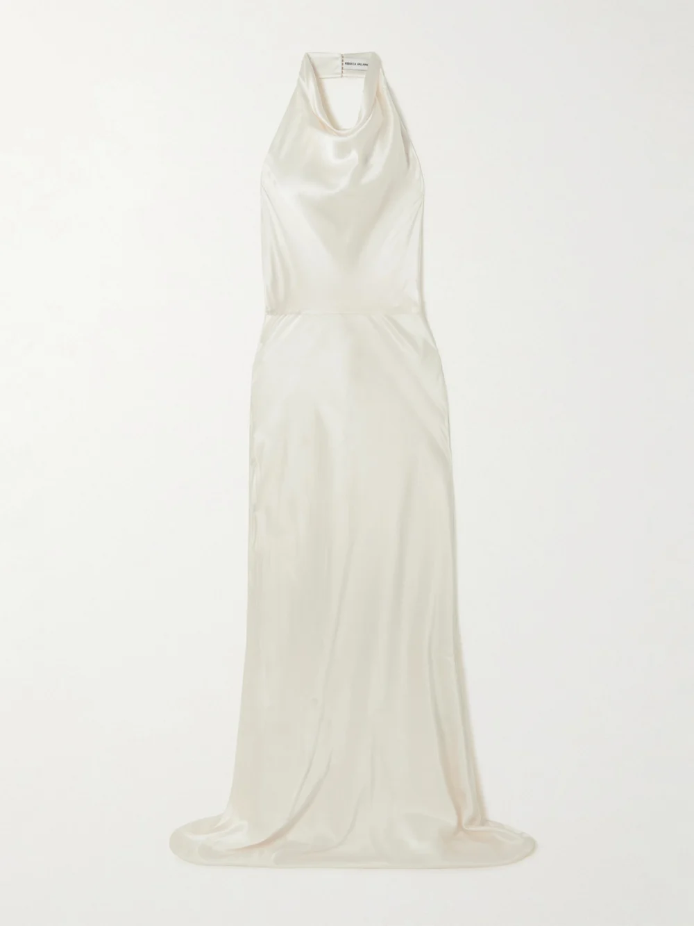 Rebecca Vallance Attia Draped Silk-satin Halterneck Gown in ivory