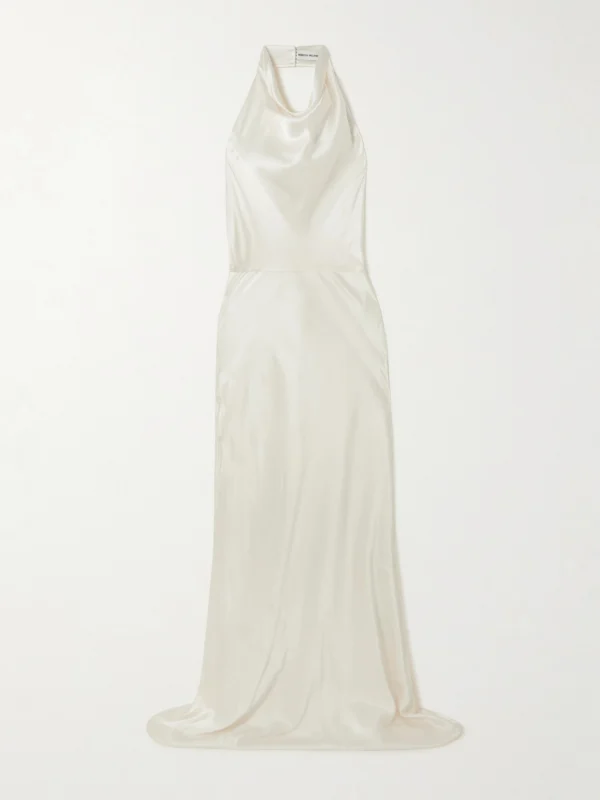 Rebecca Vallance Attia Draped Silk-satin Halterneck Gown