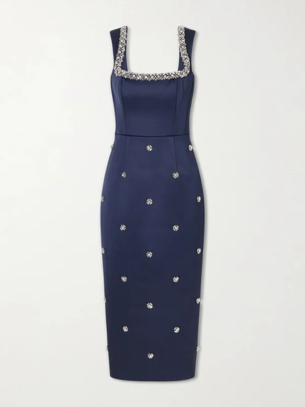 Rebecca Vallance Ayla Embellished Satin Midi Dress