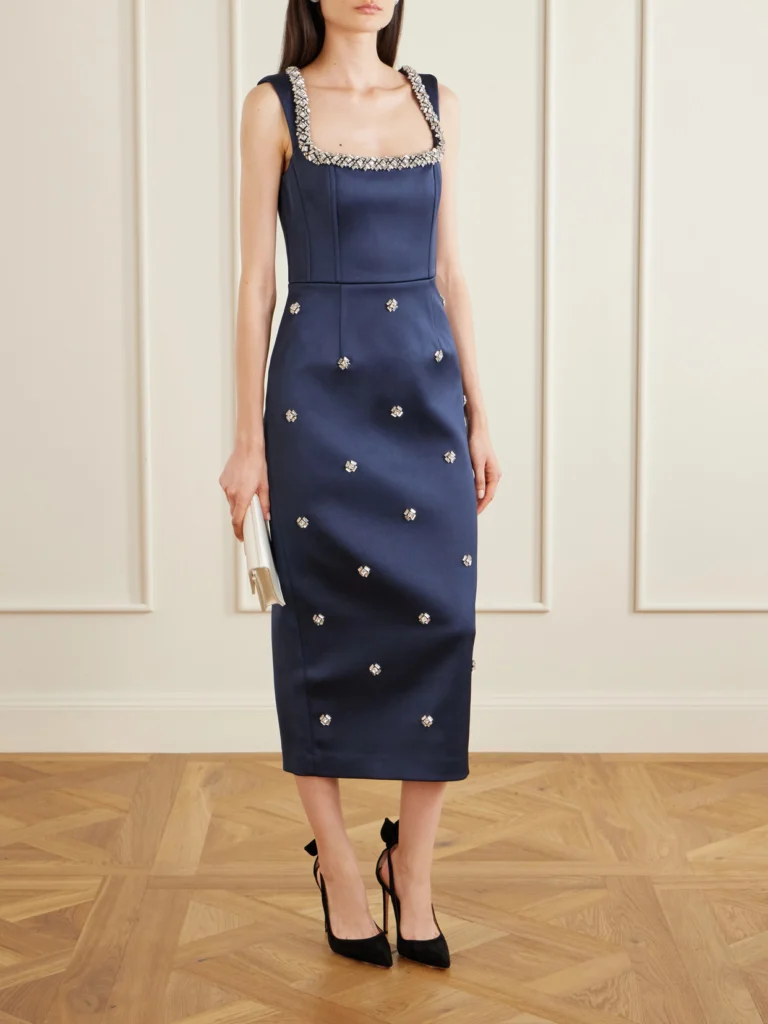 Rebecca Vallance Ayla Embellished Satin Midi Dress