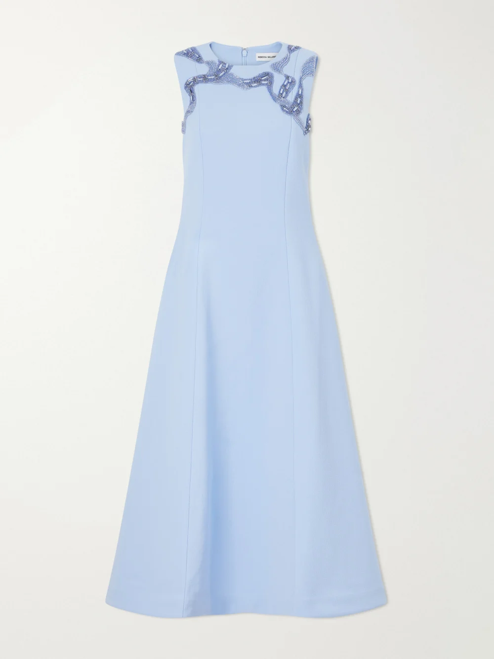 Rebecca Vallance Aylin Embellished Cady Midi Dress in light blue