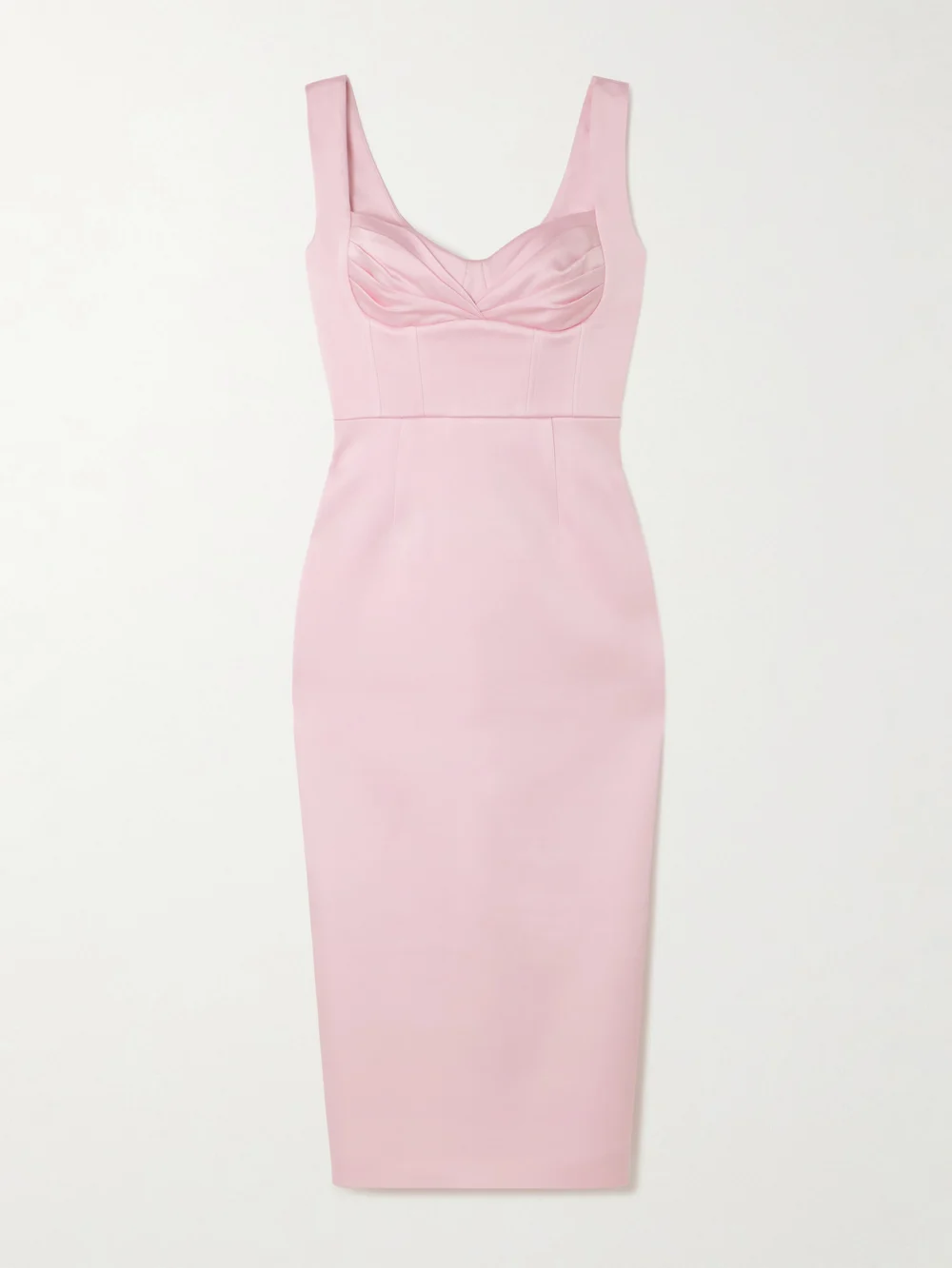 Rebecca Vallance Aymee Gathered Satin-twill Midi Dress in pink