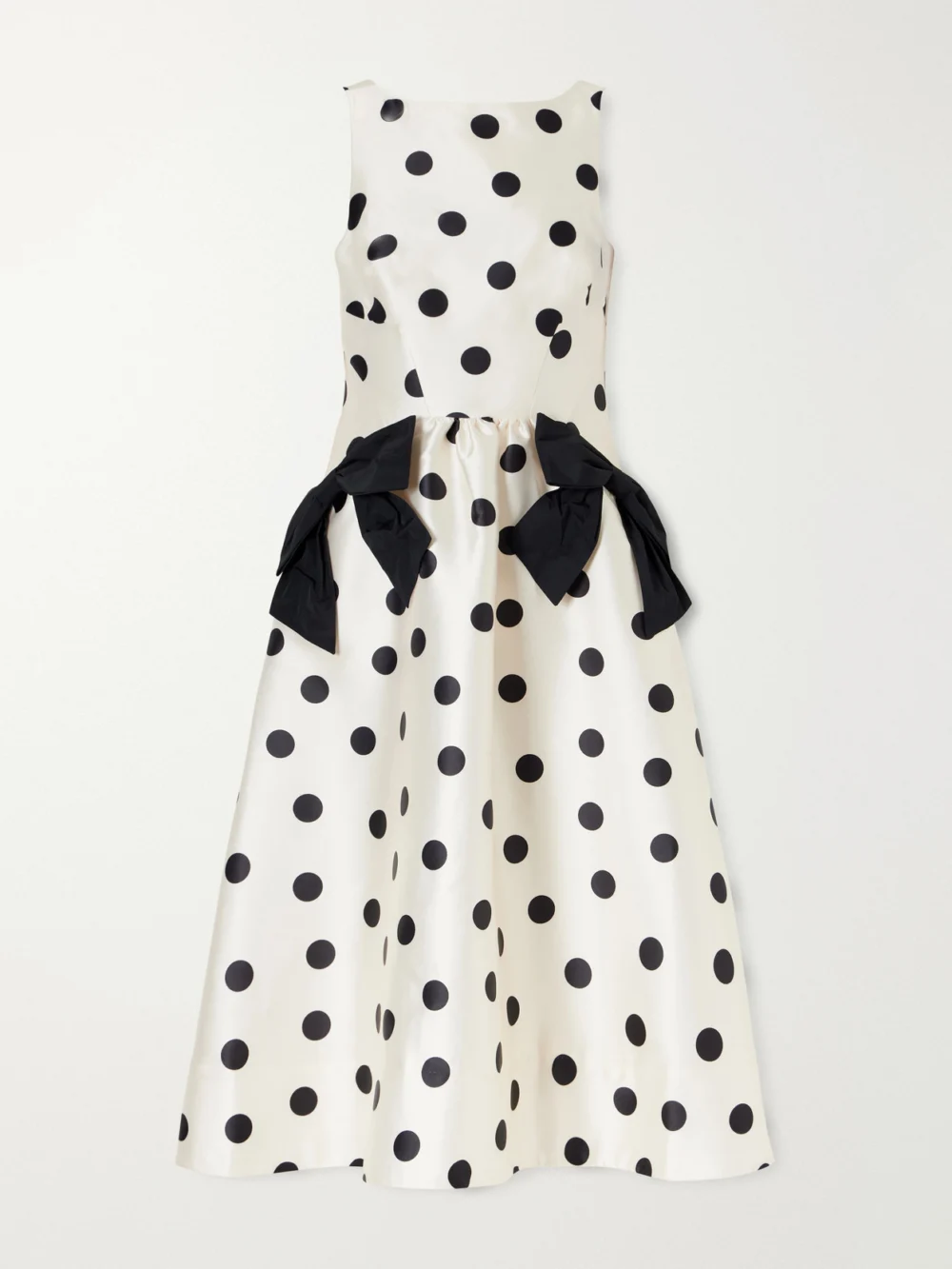 Rebecca Vallance Bacio Bow-detailed Polka-dot Satin-twill Midi Dress in white