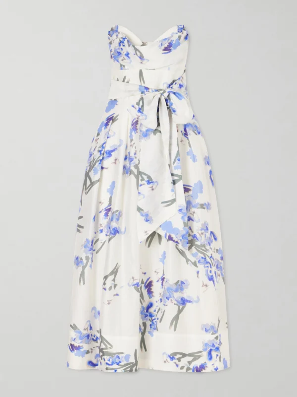Rebecca Vallance Bluebell Belted Draped Floral-print Organza Midi Dress