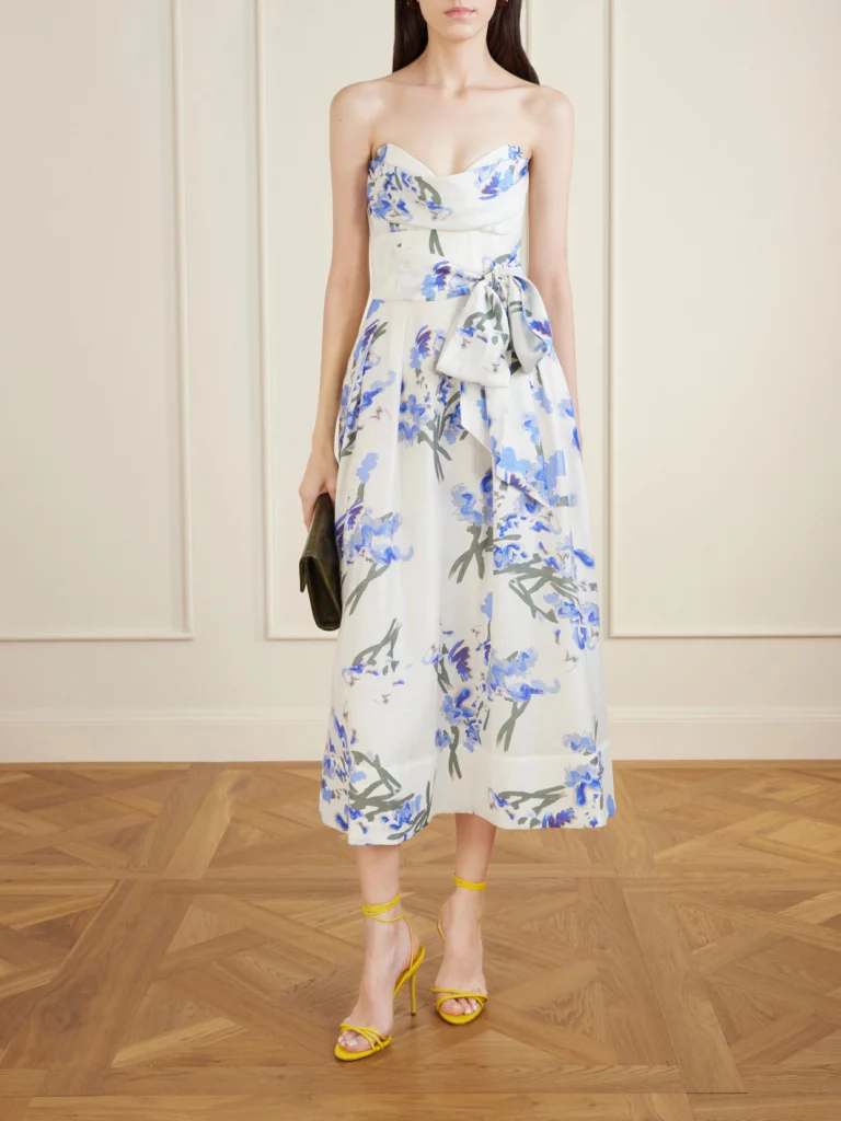 Rebecca Vallance Bluebell Belted Draped Floral-print Organza Midi Dress
