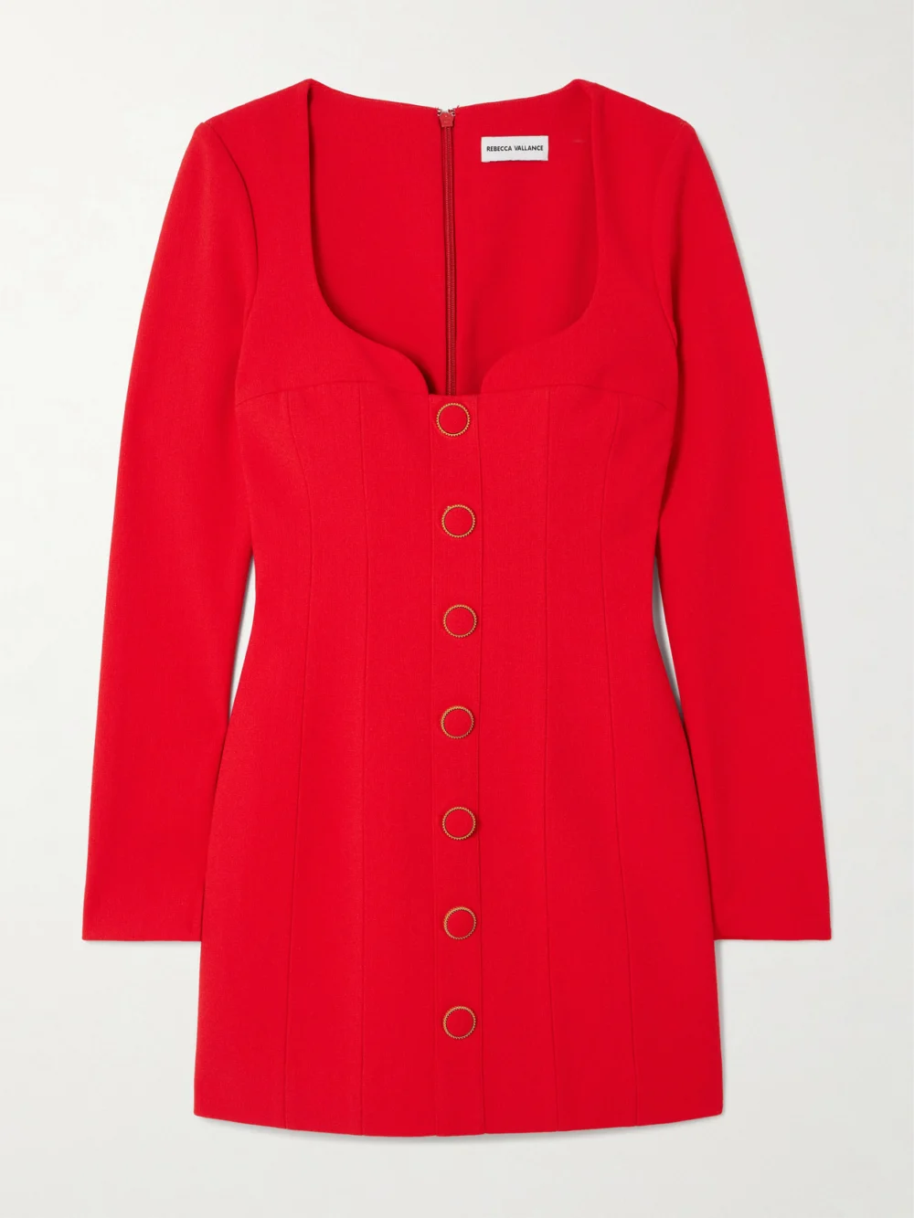 Rebecca Vallance Cameron Button-embellished Crepe Mini Dress in red