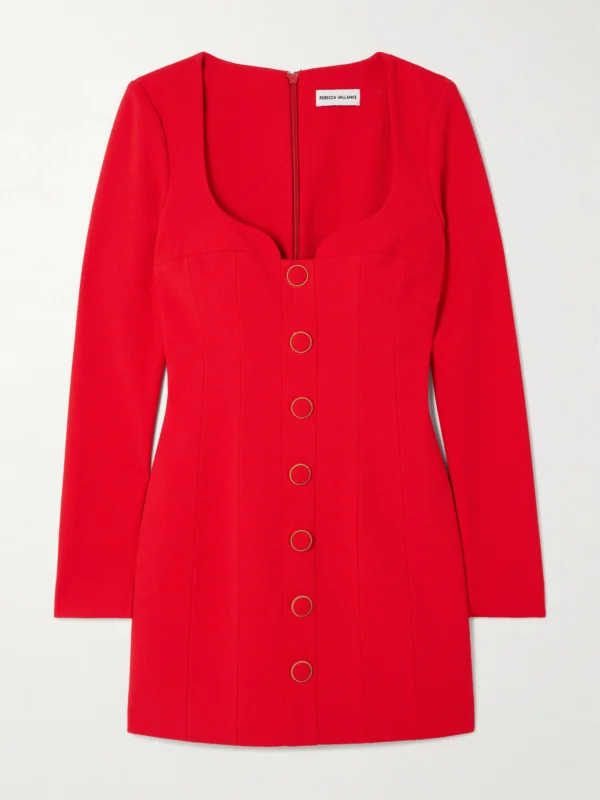 Rebecca Vallance Cameron Button-embellished Crepe Mini Dress