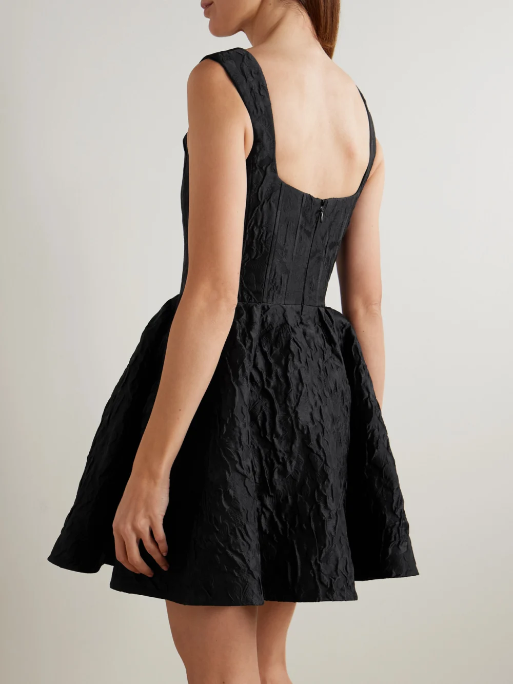 Back view of the Rebecca Vallance Dreams Cloqué Mini Dress