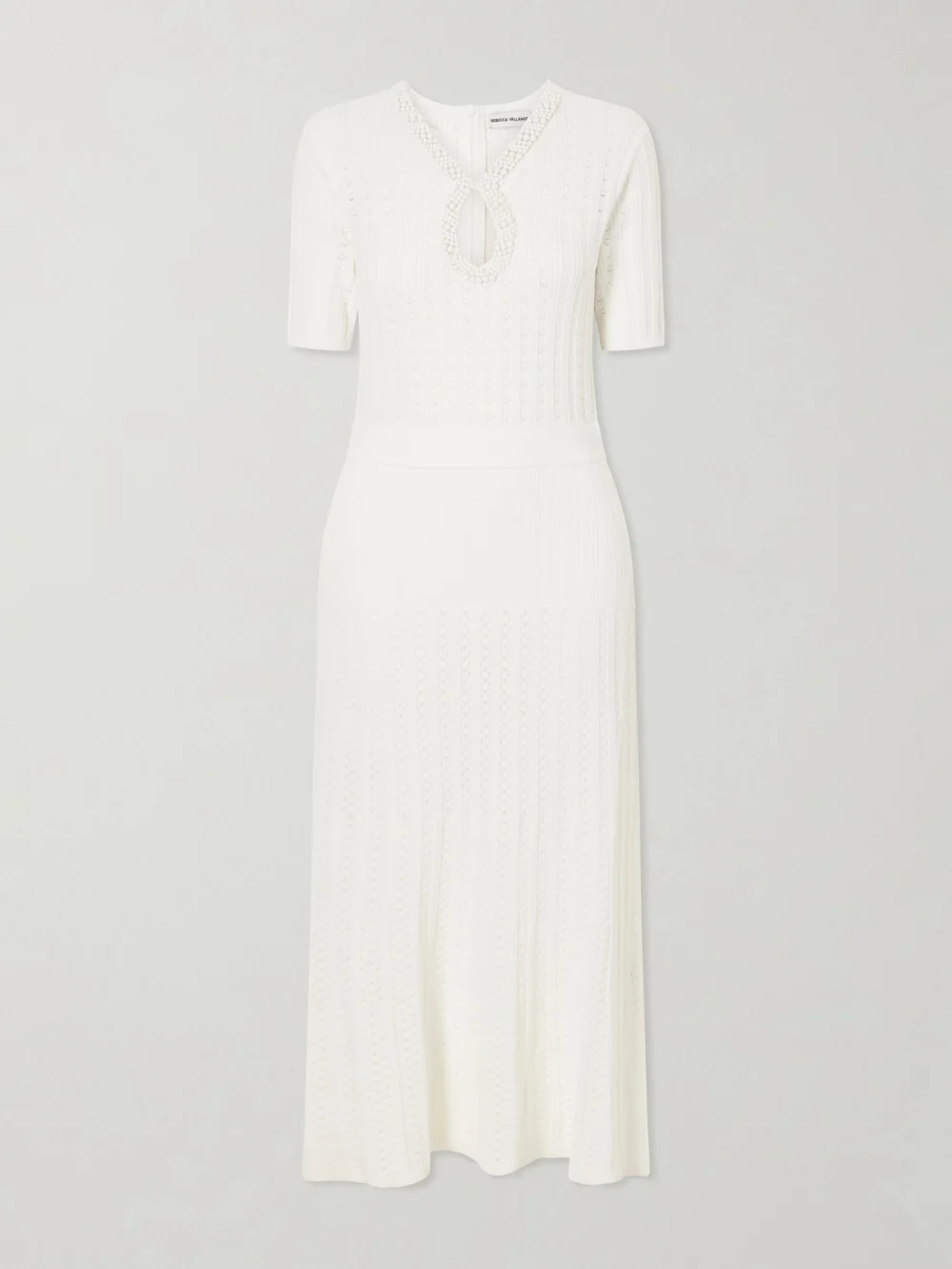 Rebecca Vallance Embellished Crochet-knit Midi Dress in ivory