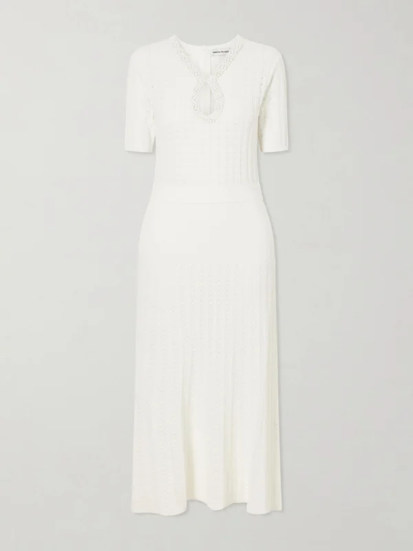 Rebecca Vallance Embellished Crochet-knit Midi Dress