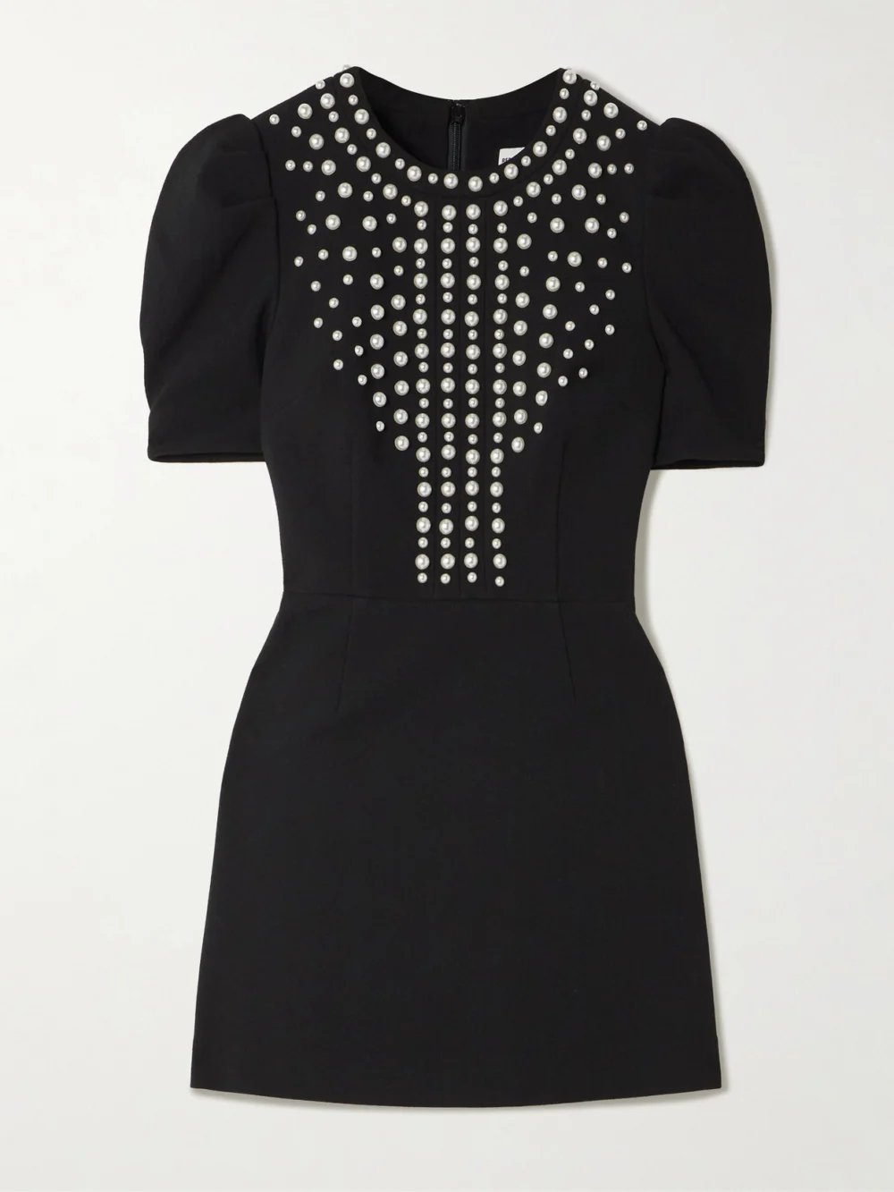 Rebecca Vallance Faux Pearl-embellished Crepe Mini Dress in black