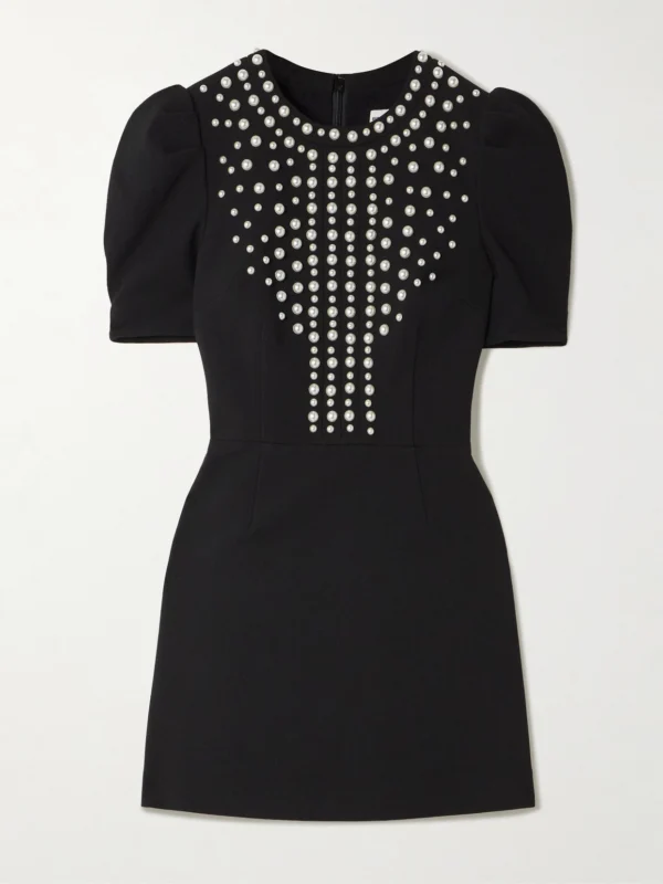 Rebecca Vallance Faux Pearl-embellished Crepe Mini Dress