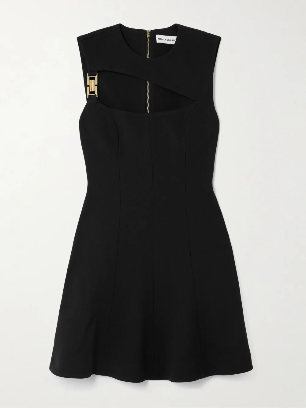 Rebecca Vallance Freyja Cutout Embellished Crepe Mini Dress in black