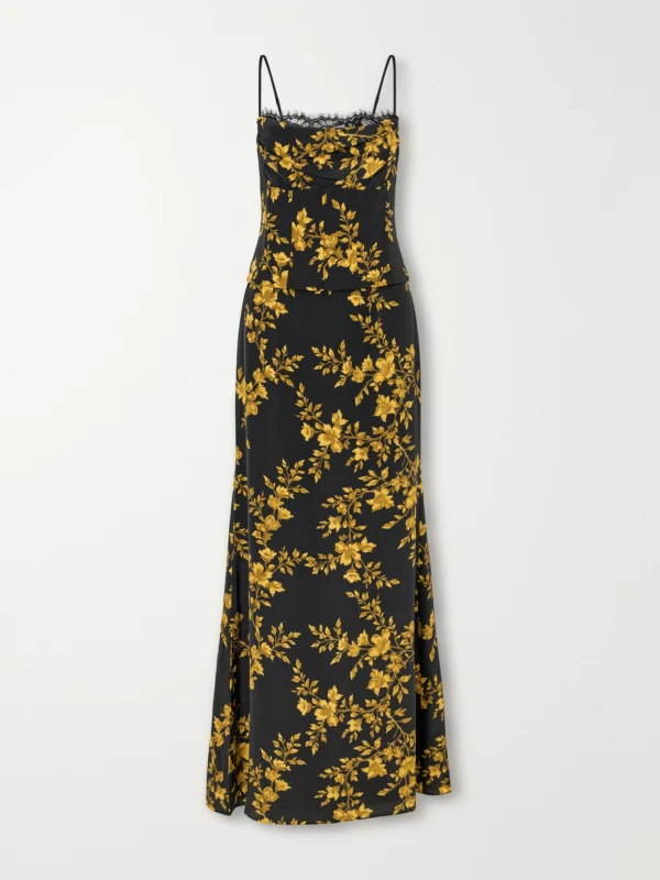 Rebecca Vallance Gilded Floral Printed Silk-crepe De Chine Maxi Dress