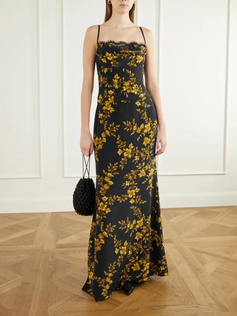 Rebecca Vallance Gilded Floral Printed Silk-crepe De Chine Maxi Dress