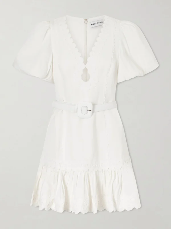 Rebecca Vallance Kahlia Ruffled Scalloped Linen-blend Mini Dress