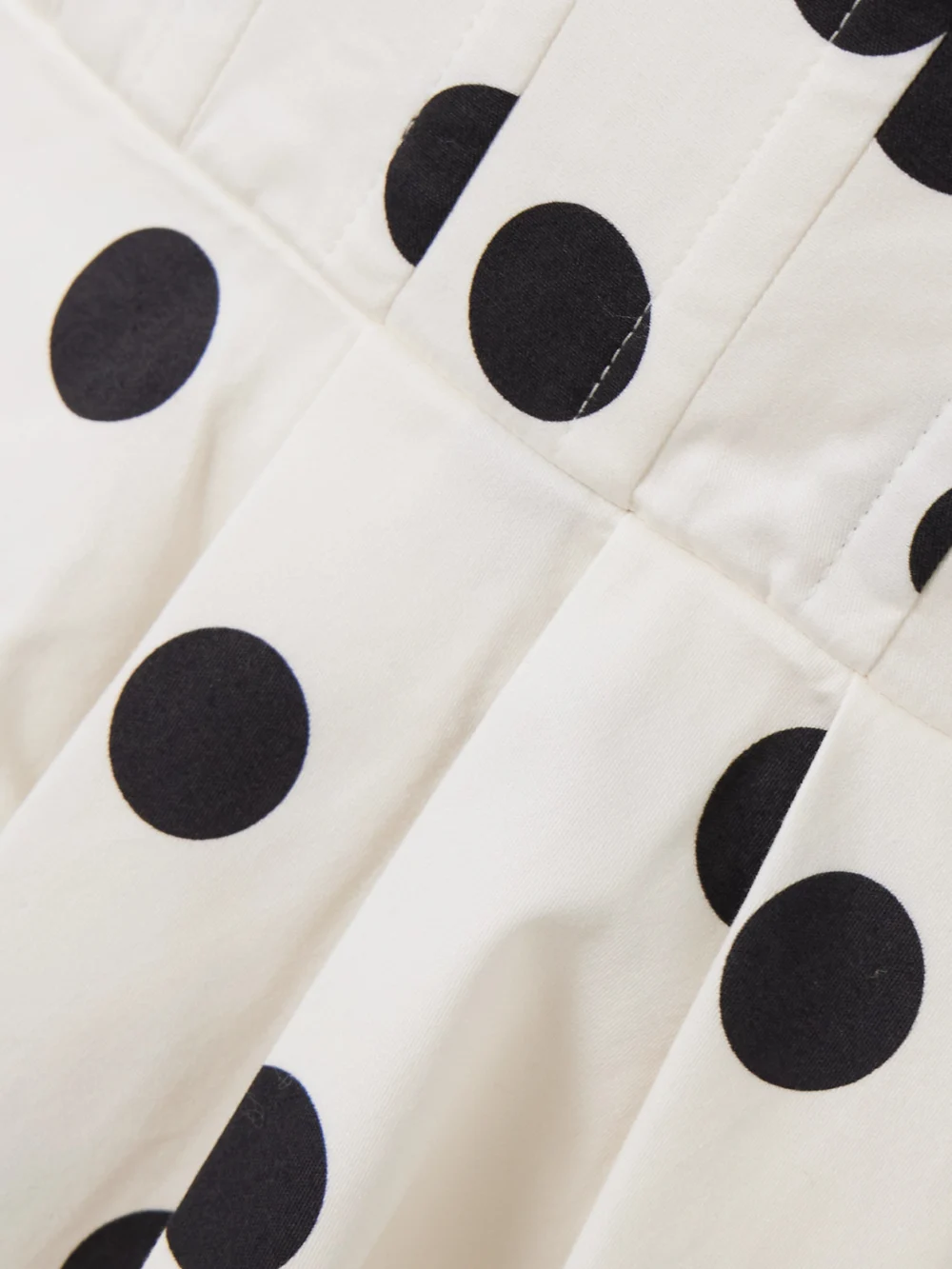 Close-up detail of the Rebecca Vallance Maisie Pleated Polka-dot Cotton-blend Poplin Mini Dress