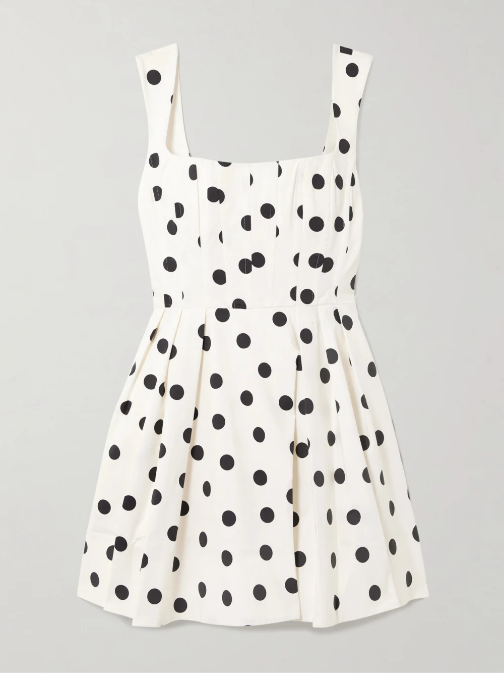 Rebecca Vallance Maisie Pleated Polka-dot Cotton-blend Poplin Mini Dress in white