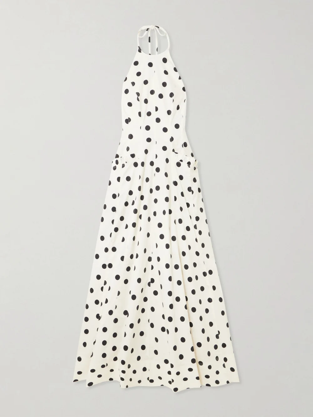 Rebecca Vallance Maisie Ruffled Polka-dot Cotton-blend Poplin Halterneck Maxi Dress in white