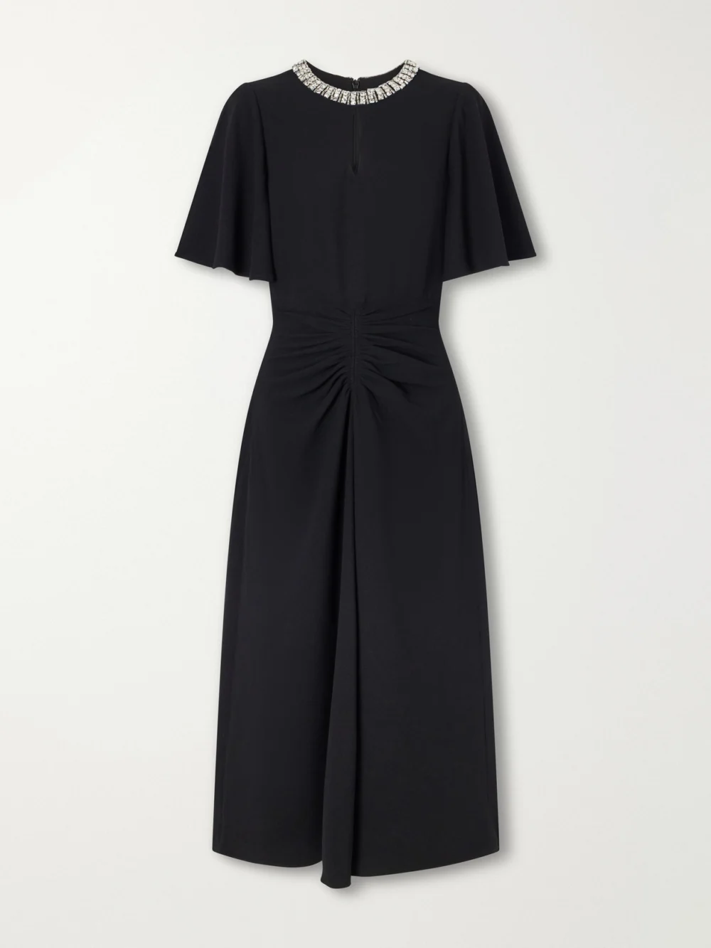 Rebecca Vallance Noemie Crystal-embellished Draped Crepe Midi Dress in black