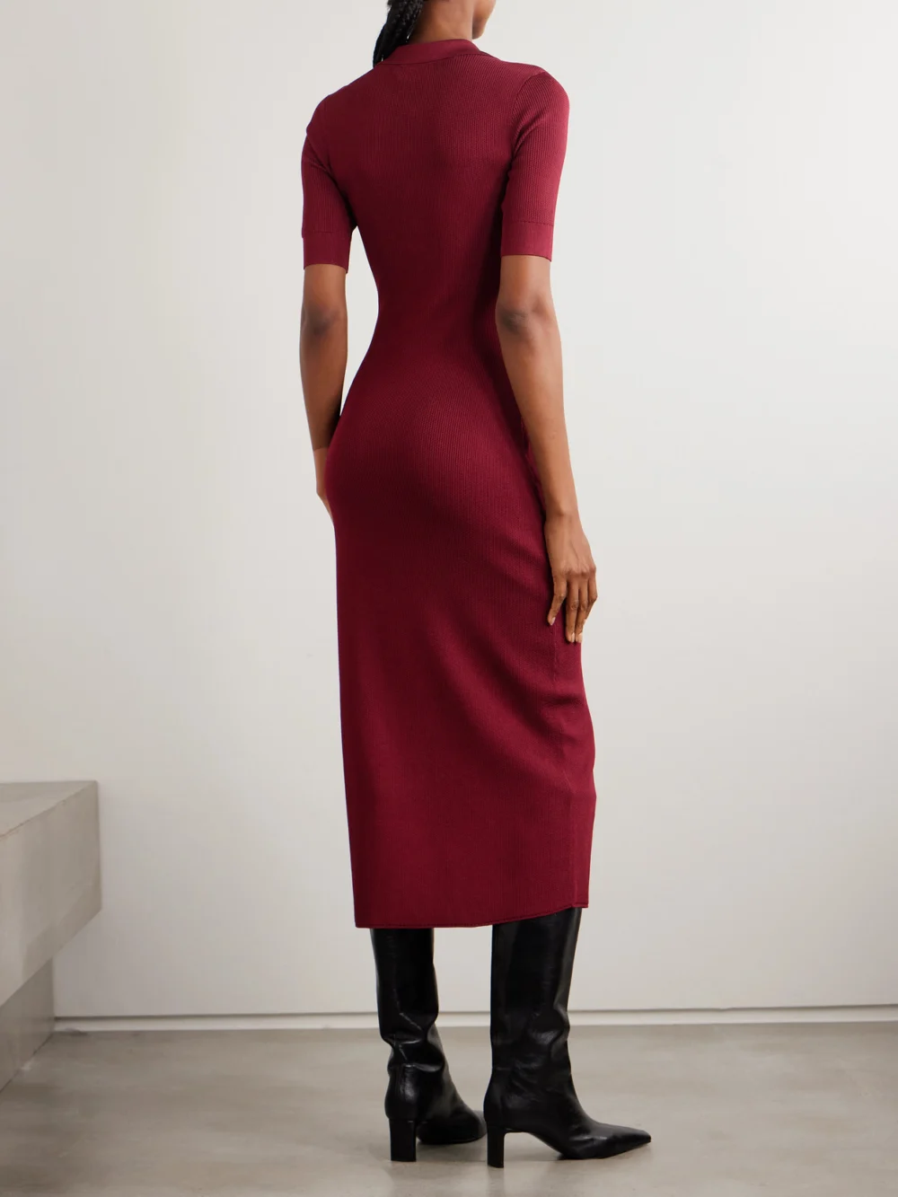 Back view of the Rebecca Vallance Reagan Ribbed Jersey Midi Dress