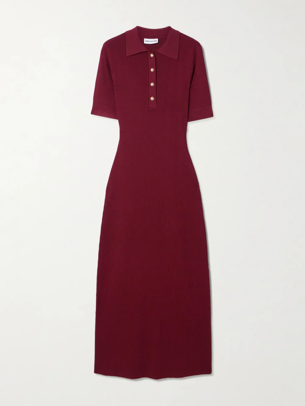 Rebecca Vallance Reagan Ribbed Jersey Midi Dress in burgundy