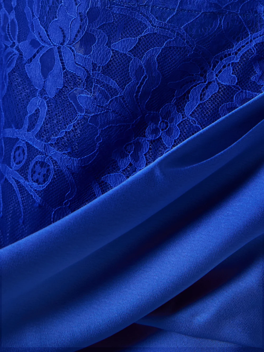 Close-up detail of the Rebecca Vallance Remi Lace-trimmed Satin Gown