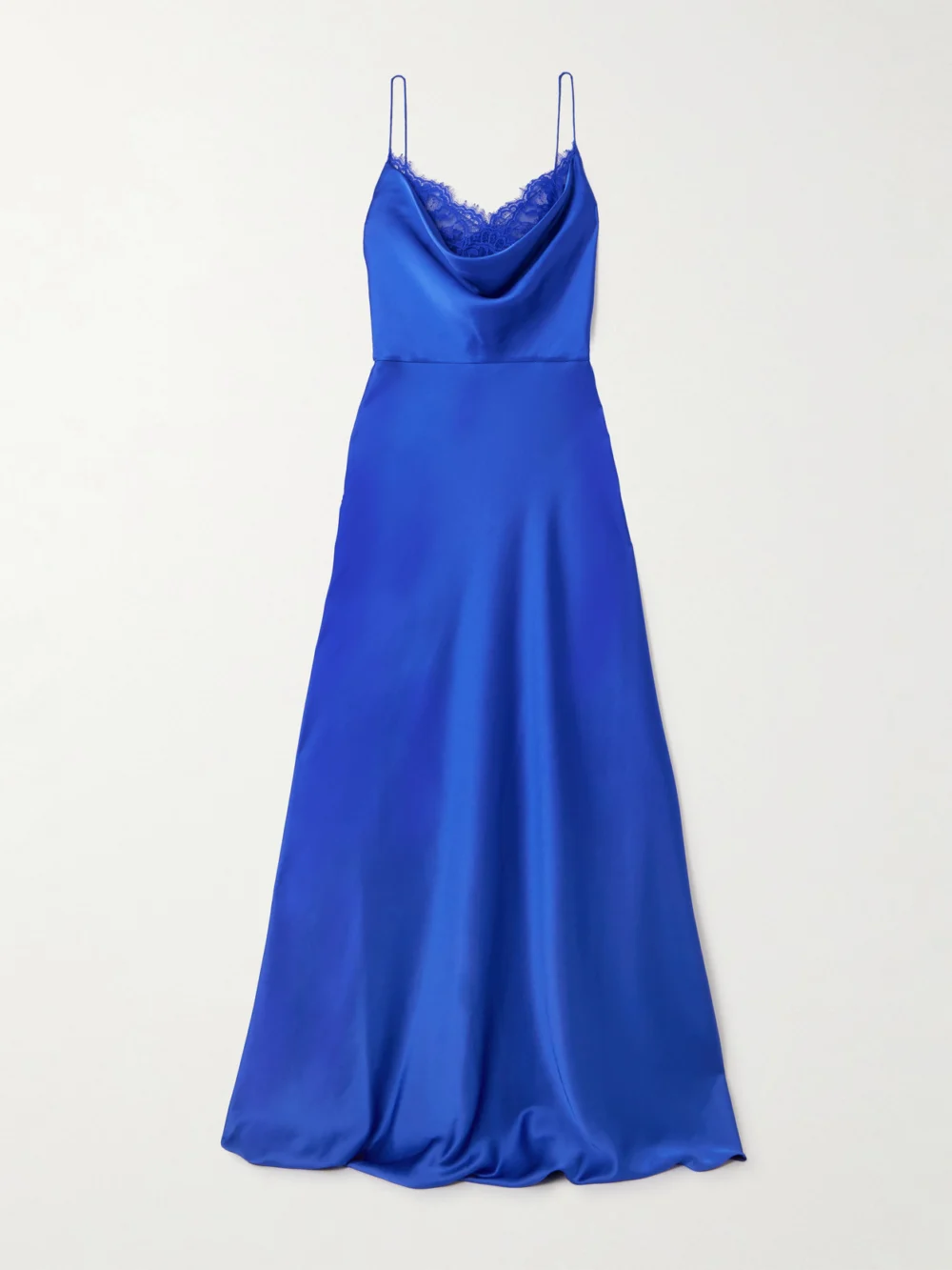 Rebecca Vallance Remi Lace-trimmed Satin Gown in blue